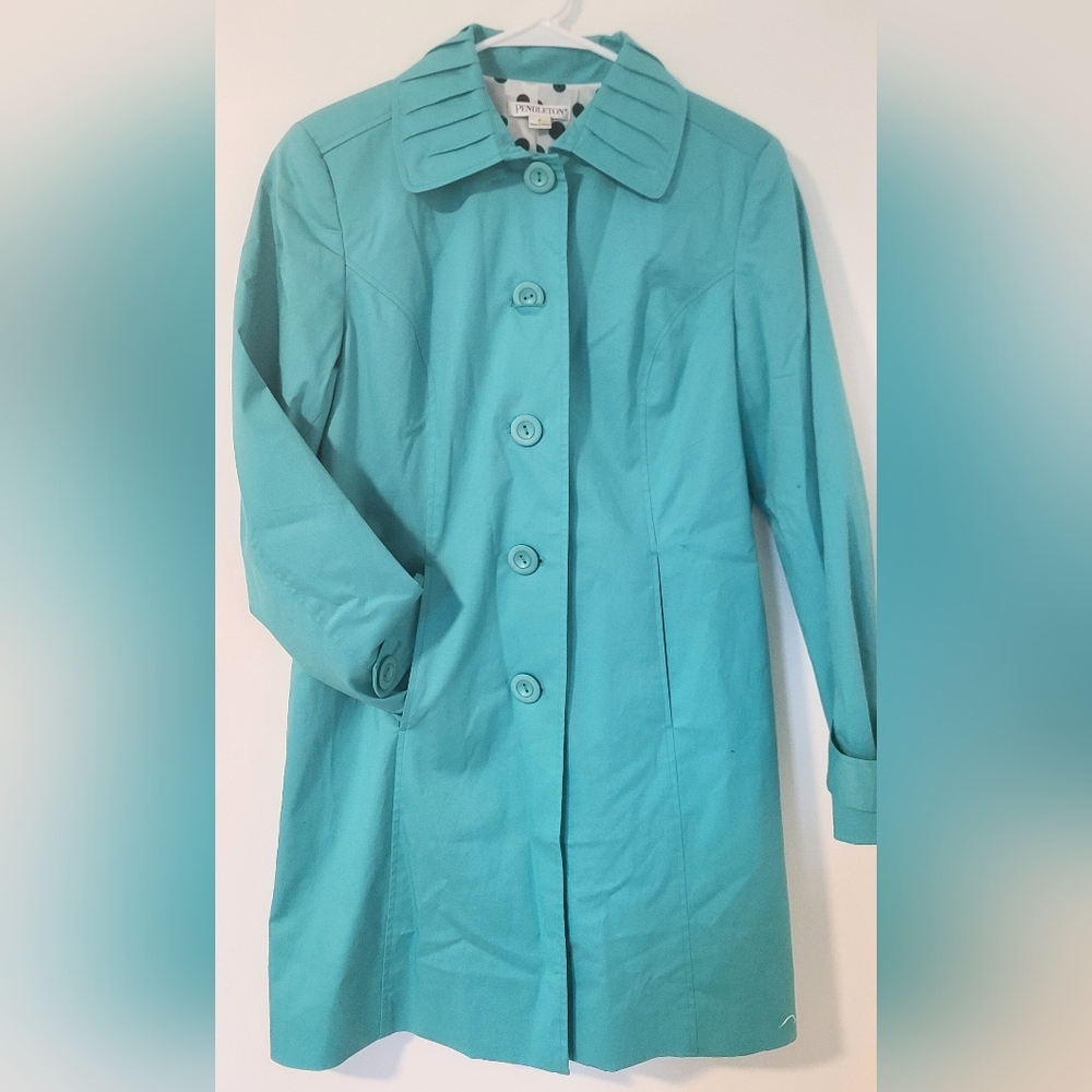 Pendleton Pleated Trench Coat Turqouose/Small - image 1